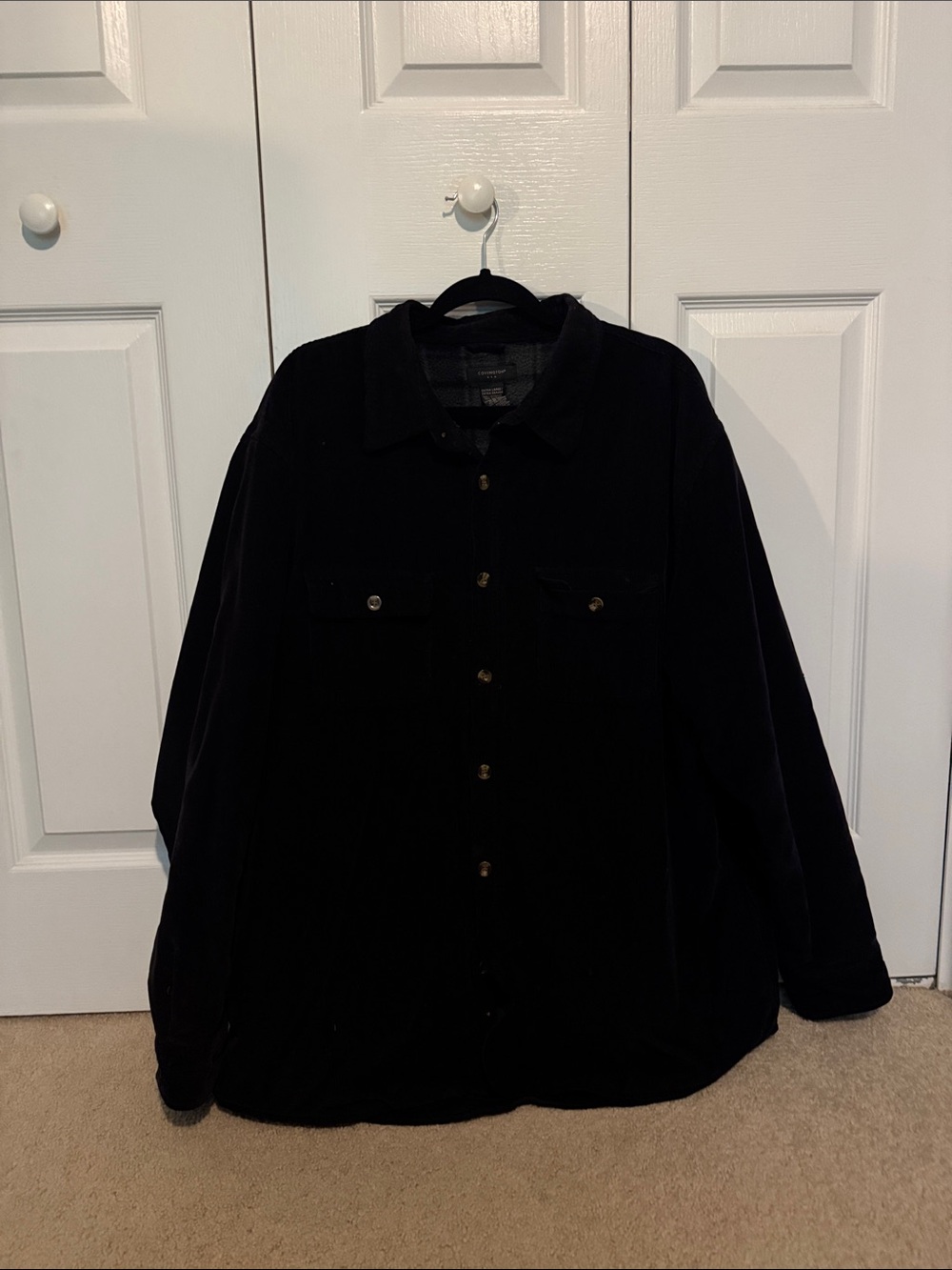 Extra Large Covington Black Men’s Corduroy Button-Up Jacket 100% Cotton